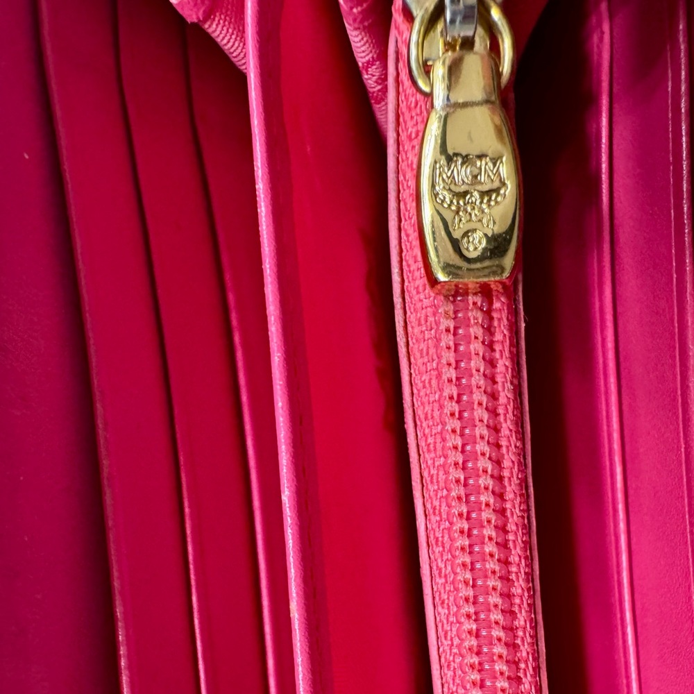 MCM Visetos Pink and Tan Zip Wallet - Picture 12 of 12